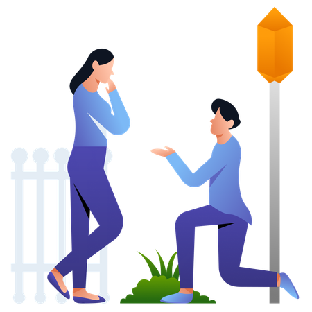 Man asking for Dating to woman  Illustration