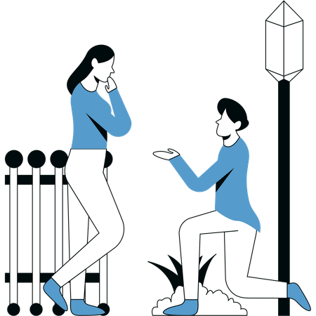 Man asking for Dating to woman  Illustration