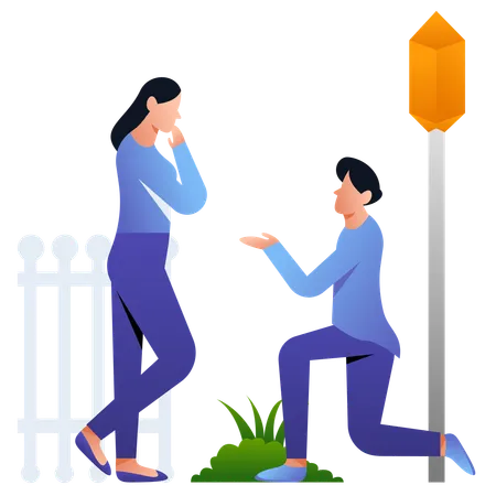 Man asking for Dating to woman  Illustration