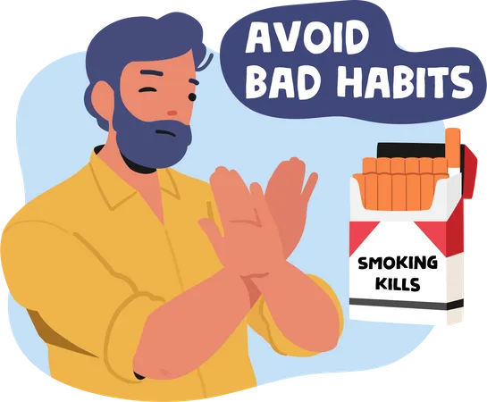 Man asking to avoid bad habits  Illustration
