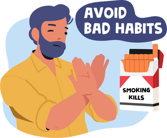 Man asking to avoid bad habits  Illustration