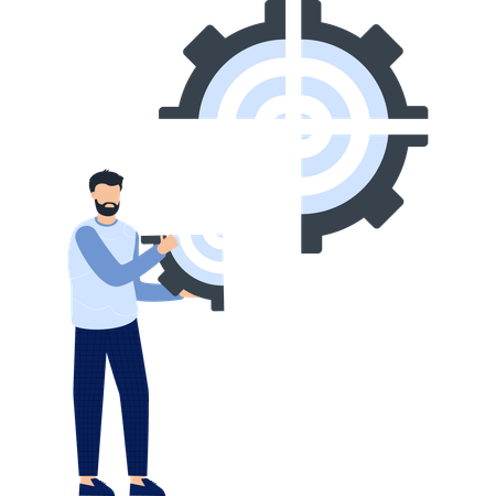 Man Assembling Gear  Illustration