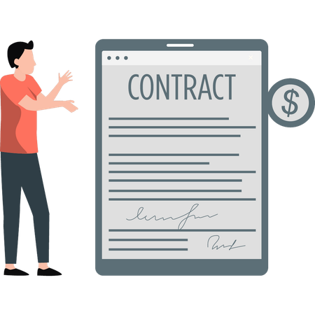 Man assigned money contract  Illustration