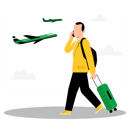 Man at airport  Illustration