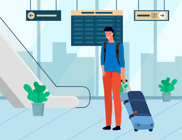 Man at airport  Illustration