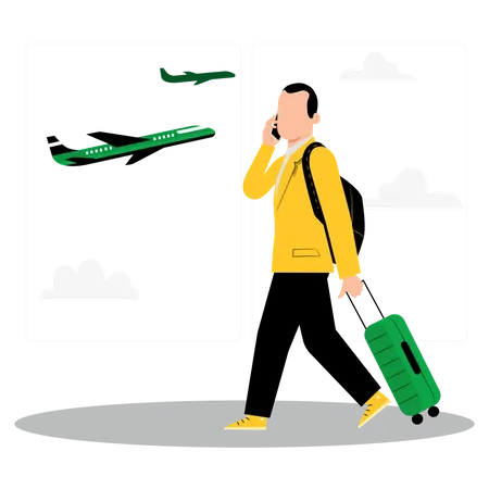 Man at airport  Illustration