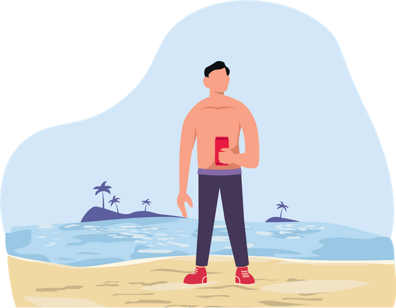 Man at beach  Illustration
