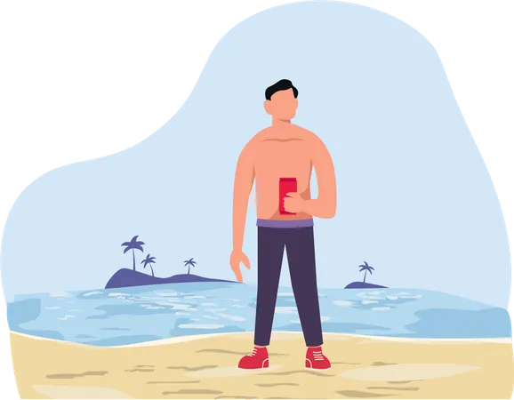Man at beach  Illustration