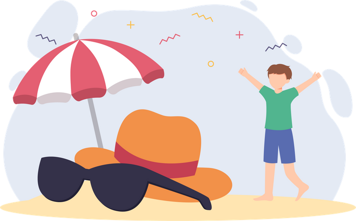 Man at beach  Illustration