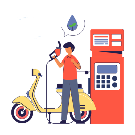 Man at Biofuels station  Illustration