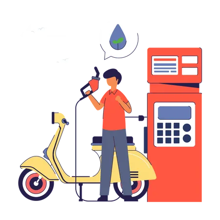 Man at Biofuels station  Illustration