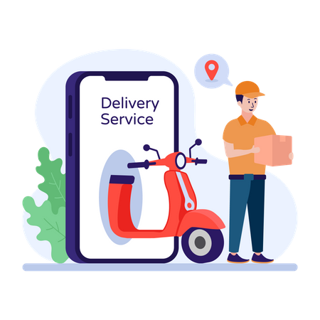 Man at delivery location  Illustration