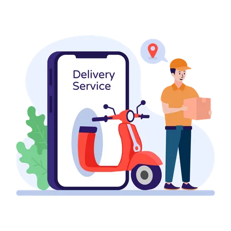 Man at delivery location  Illustration