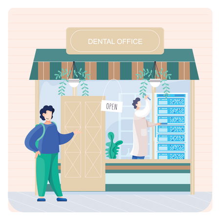 Man at Dentist Clinic  Illustration