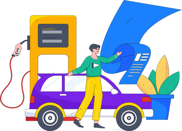 Man at fuel station  Illustration