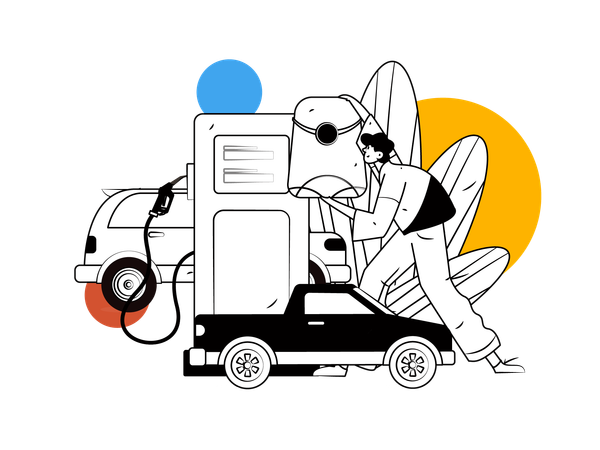 Man at fuel station  Illustration