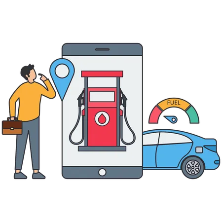 Man at gas station  Illustration