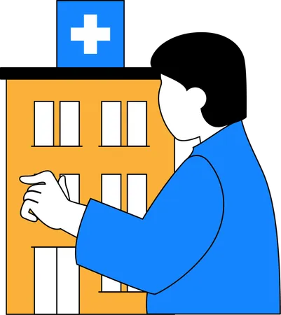 Man at hospital  Illustration