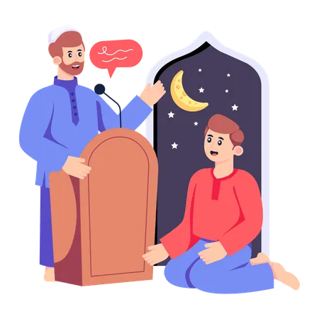 Man at Islamic Preacher  Illustration