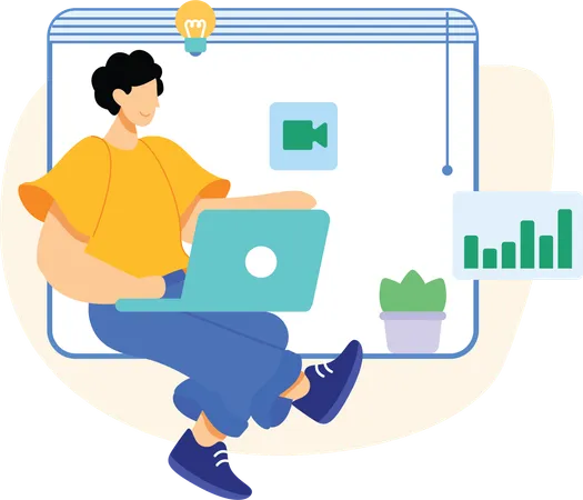 Freelance Flat Illustration In This Design You Can See How Technology Connect To Each Other Each File Comes With A Project In Which You Can Easily Change Colors And More Illustration