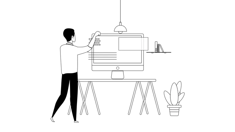 Man at Workspace  Illustration