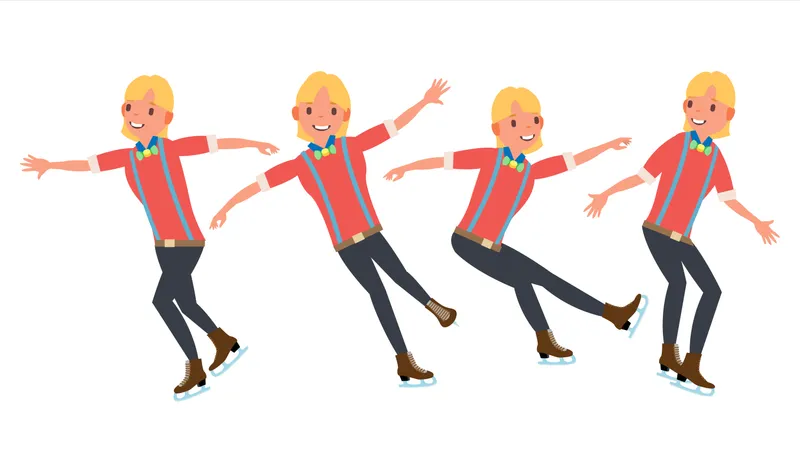 Man Athlete Figure Skating  Illustration