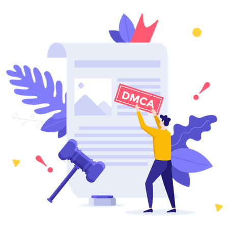 Man Attaching Dmca Notice  Illustration