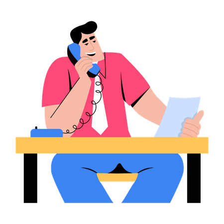 Man attending call interview  Illustration