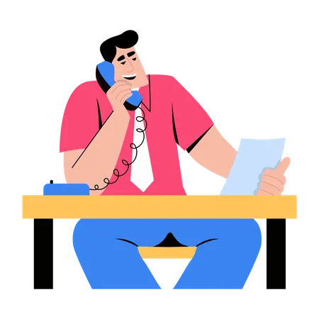 Man attending call interview  Illustration