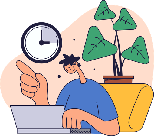 Man attending meetings from home  Illustration