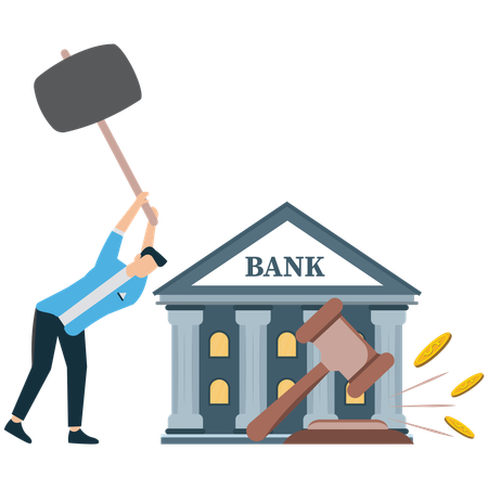 Man attending Online Bank Property Auction  Illustration