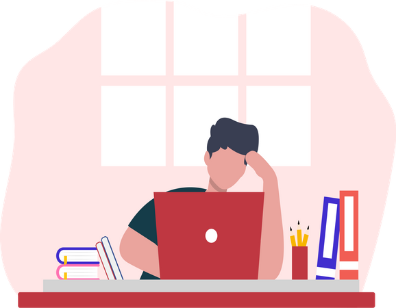 Man attending online class  Illustration