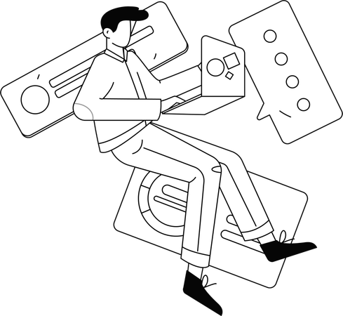 Man attending online meeting  Illustration