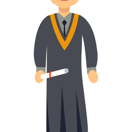 Man attends graduation ceremony  Illustration