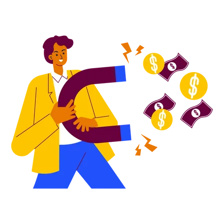 Man Attract Money  Illustration