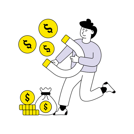 Man attracting money  Illustration