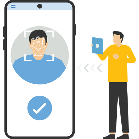 Man Authentication by facial recognition  Illustration