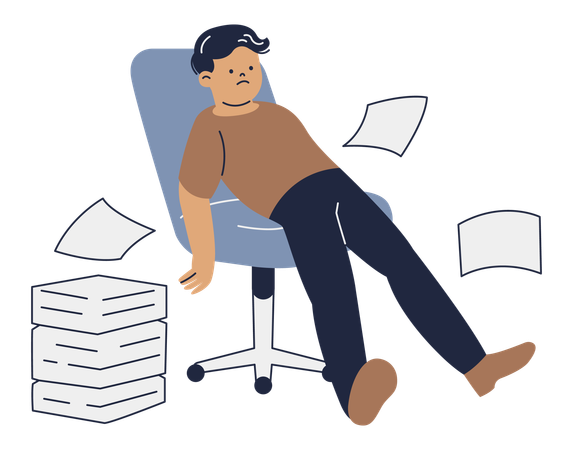 Man Avoid Burnout in Workplace  Illustration