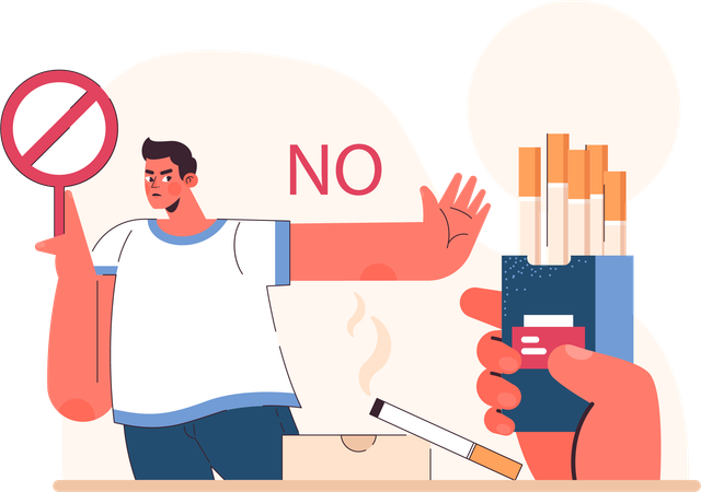 Man avoiding cigarette  Illustration