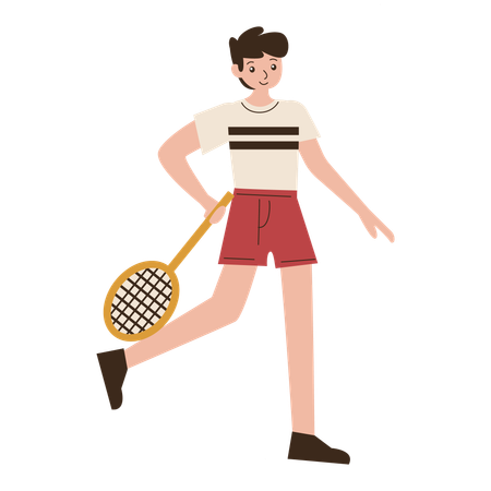 Man Badminton Player Drive Movement  Illustration