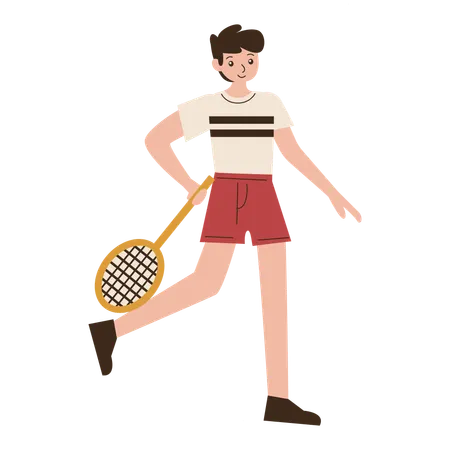 Man Badminton Player Drive Movement  Illustration