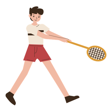 Man Badminton Player Drop Shot Movement  Illustration