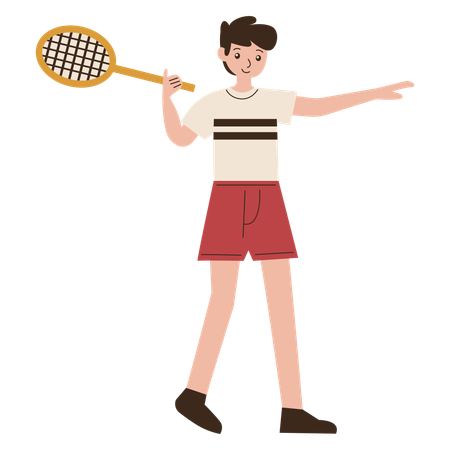 Man Badminton Player Serve Movement  Illustration