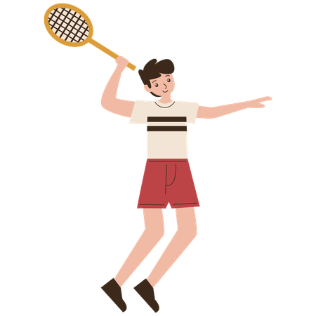 Man Badminton Player Smash Movement  Illustration