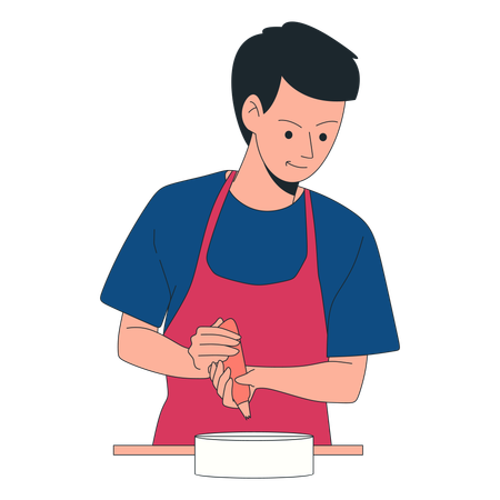 Man Baking Cake  Illustration