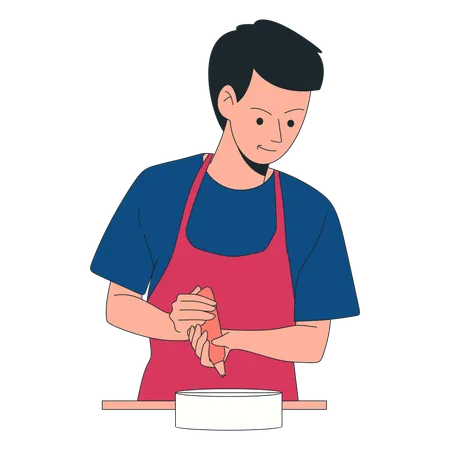 Man Baking Cake  Illustration