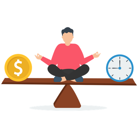 Man balance money and time  Illustration