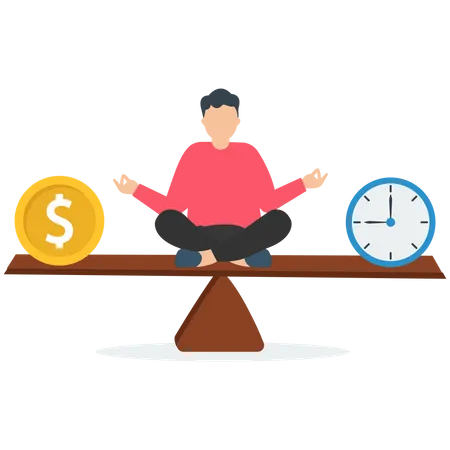 Man balance money and time  Illustration