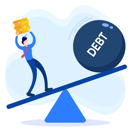 Man Balancing Debt  Illustration