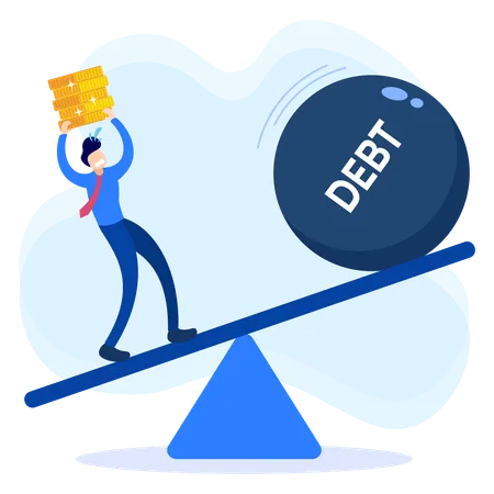 Man Balancing Debt  Illustration